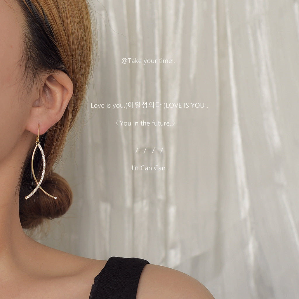 Fresh And Sweet Zircon-inlaid Cross-style Earrings