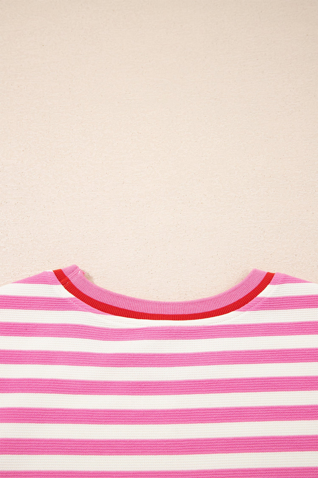 Matilda Trim Short Sleeve Set - Striped Knit Loungewear in Pink