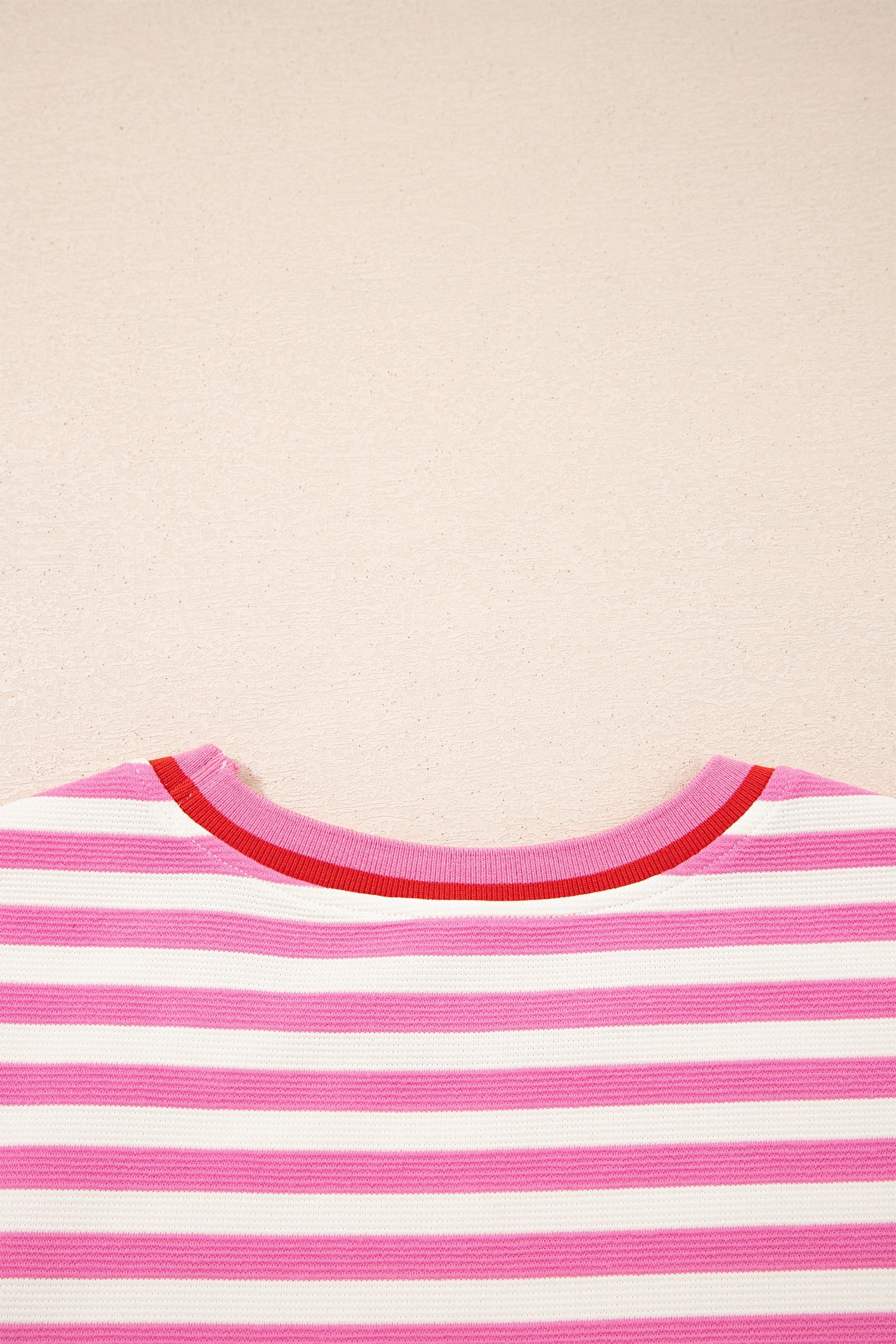 Matilda Trim Short Sleeve Set - Striped Knit Loungewear in Pink