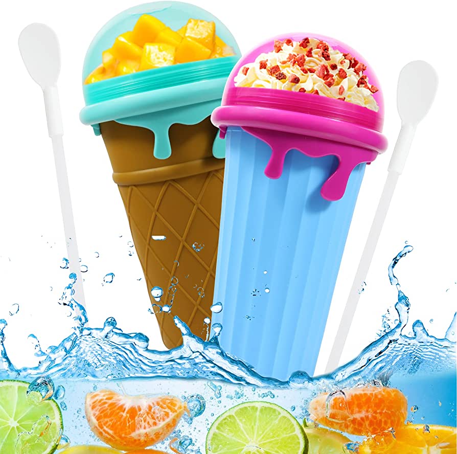 500ml food-grade silicone slushy maker cup for homemade smoothies and quick-frozen summer treats