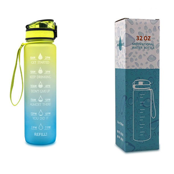 1L Motivational Tritan Water Bottle with Time Marker & Leakproof Lid