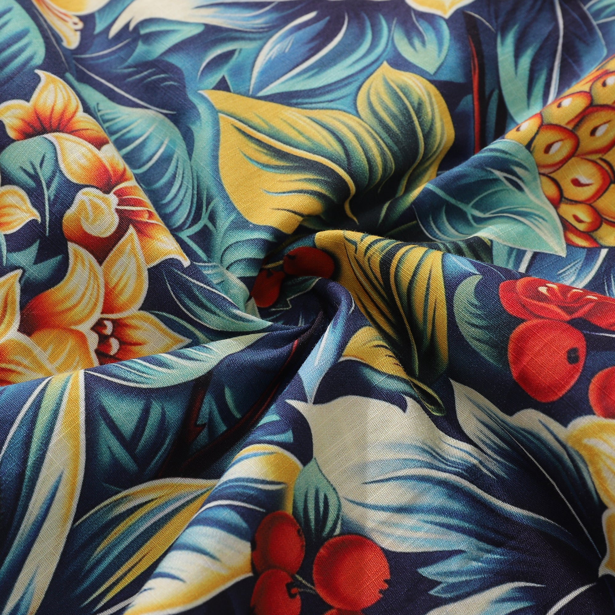 Men's Tropical Pineapple Jungle Print Camp Collar Hawaiian Shirt