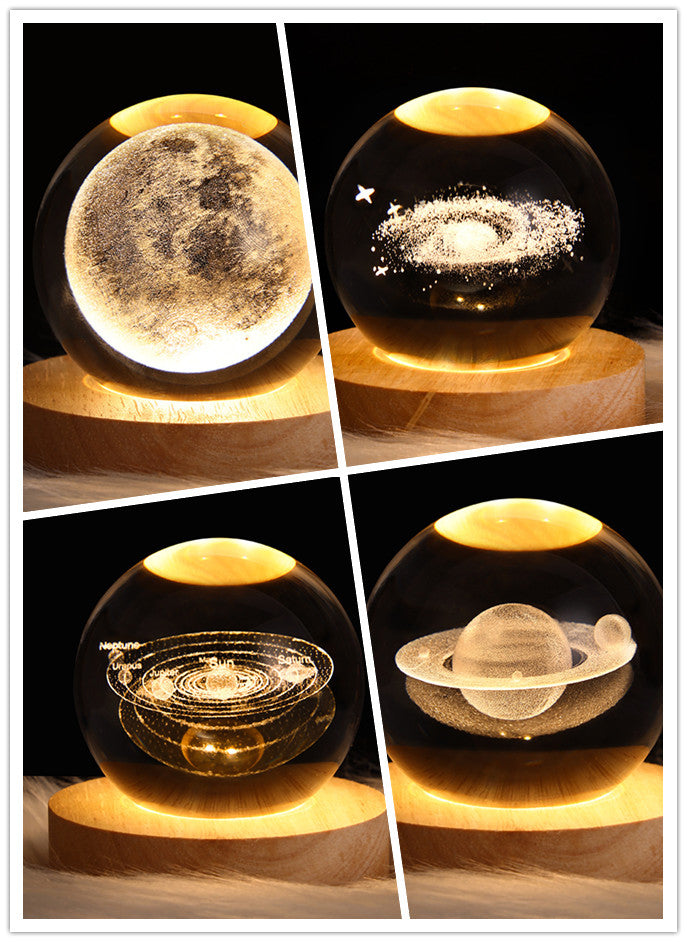 3D Galaxy Crystal Ball LED Night Light Planet Lamp Home Decor