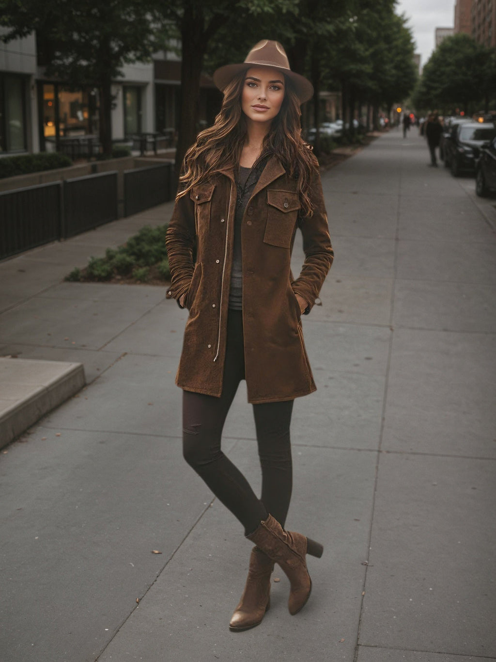 Women’s Vintage Style Brown Long Winter Jacket Windproof Coat - Image 2