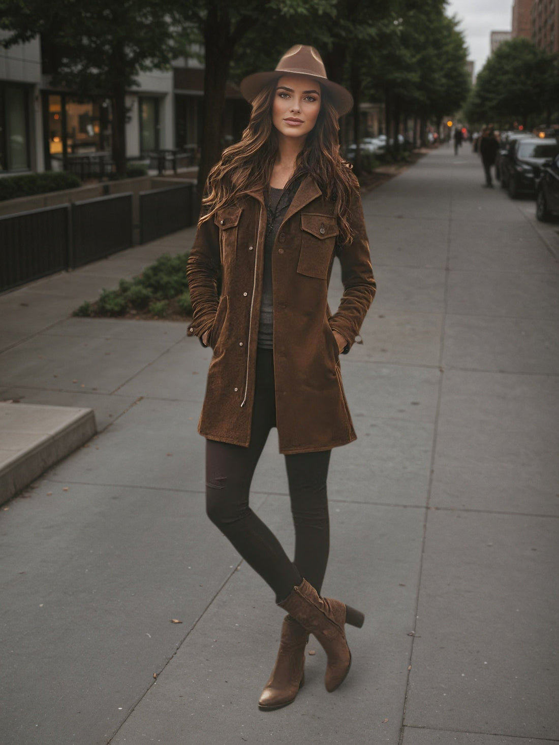 Women’s Vintage Style Brown Long Winter Jacket Windproof Coat - Image 2