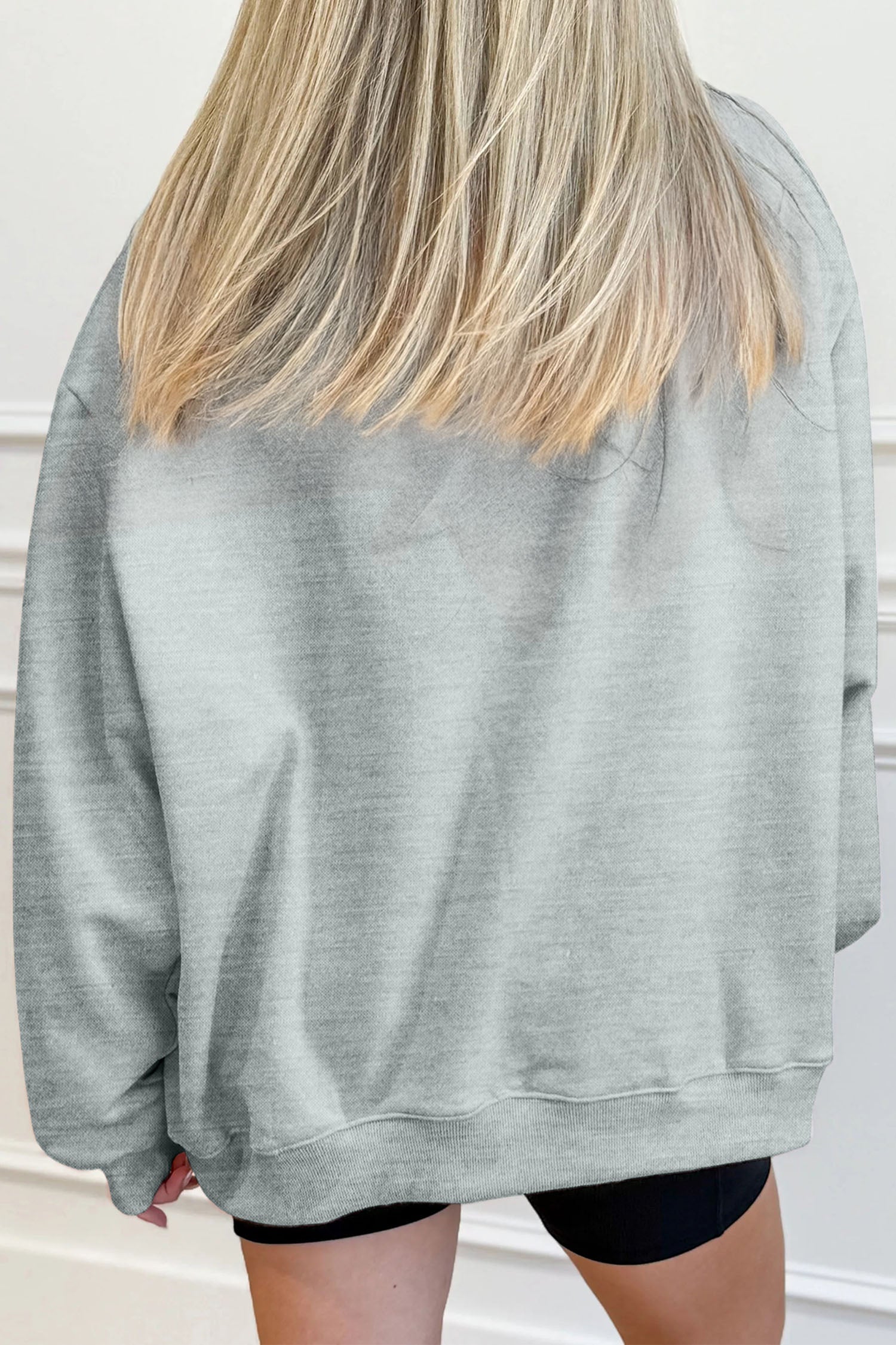 Gray Exposed Seam Mock Neck Western Print Duck Sweatshirt