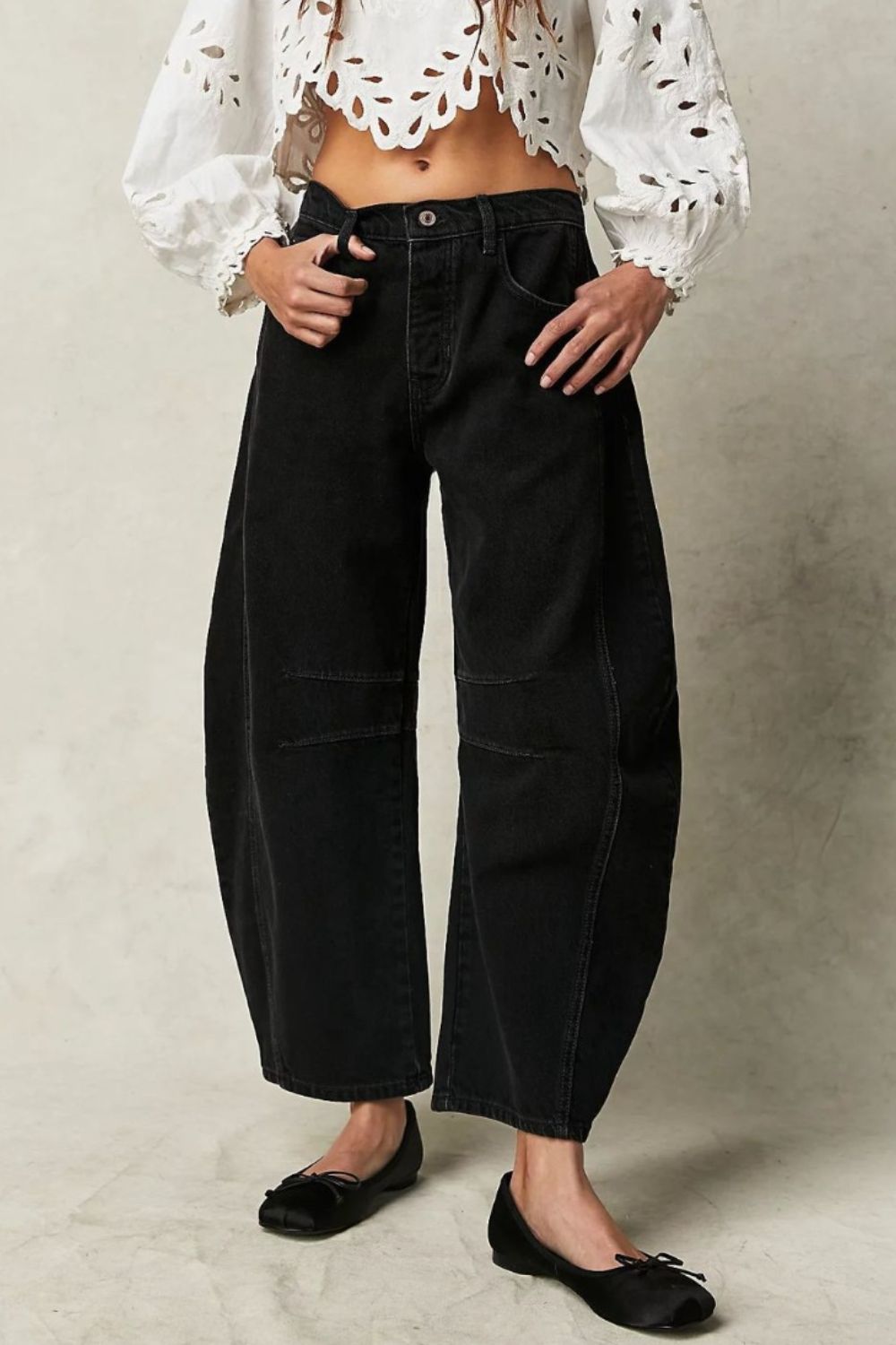 Blue Wide Leg Barrel Jeans with Functional Pockets - Image 7