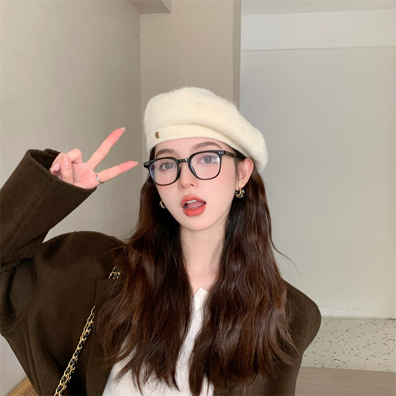 Korean & Japanese Style Pumpkin Painter Hat – Warm Windproof Dome Beanie