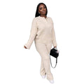 Women's Minimalist Long Sleeve Knit Two-Piece Loungewear Suit