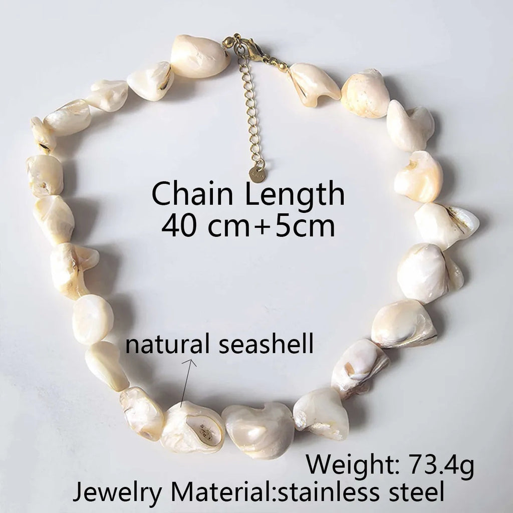 18K Gold Plated Stainless Steel & Shell Pendant Necklace