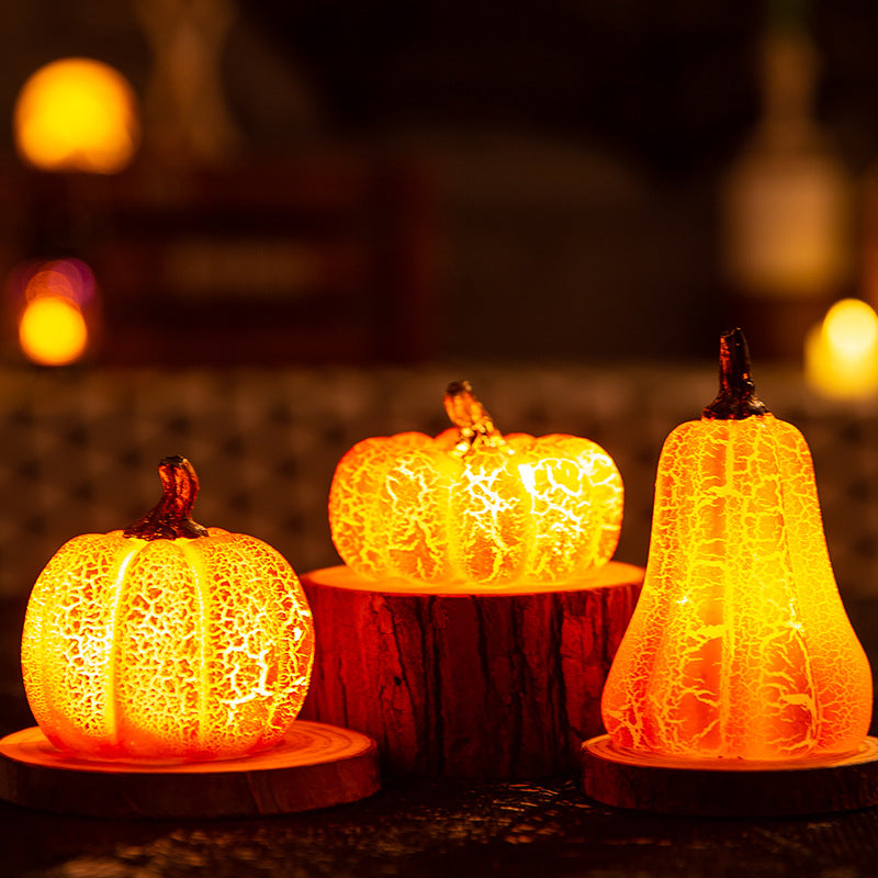 LED Halloween Pumpkin Lantern Realistic Resin Candle Lamp Decor