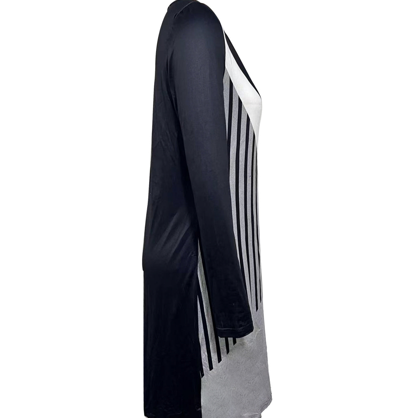Casual V-Neck Long Sleeve Dress in Black, White, or Grey