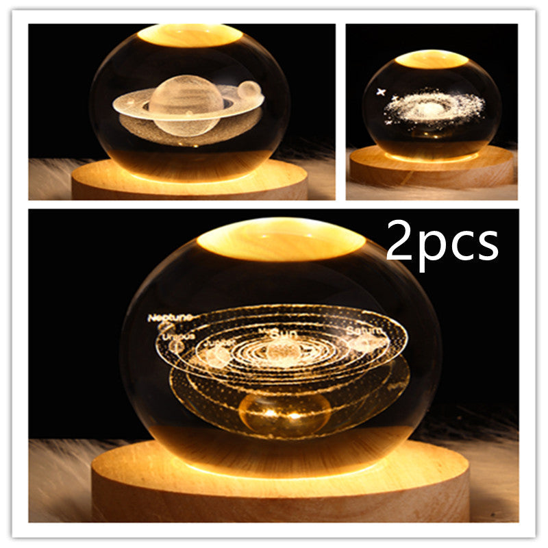 3D Galaxy Crystal Ball LED Night Light Planet Lamp Home Decor