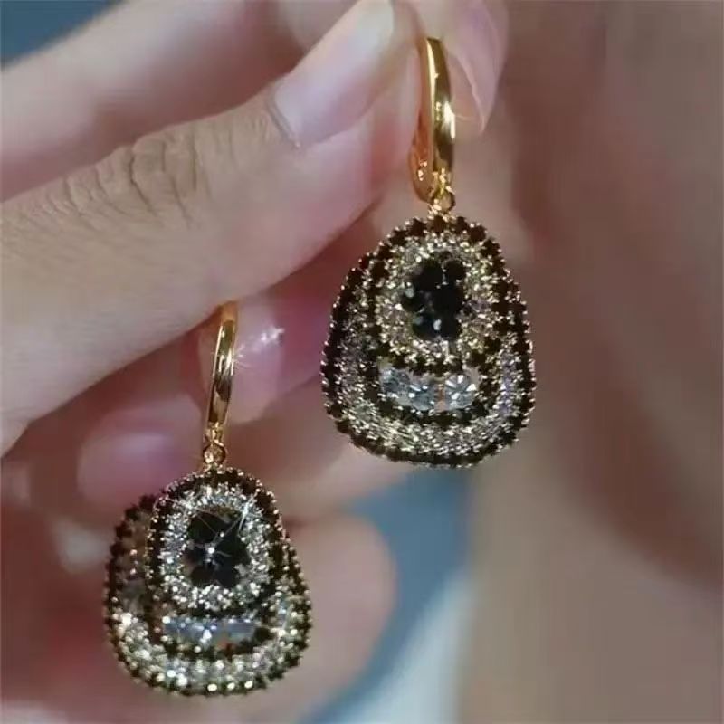French Hepburn style geometric ear cuffs with sparkling full rhinestone detailing