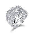 Geometric Cubic Zirconia Statement Ring in Platinum Plated Copper