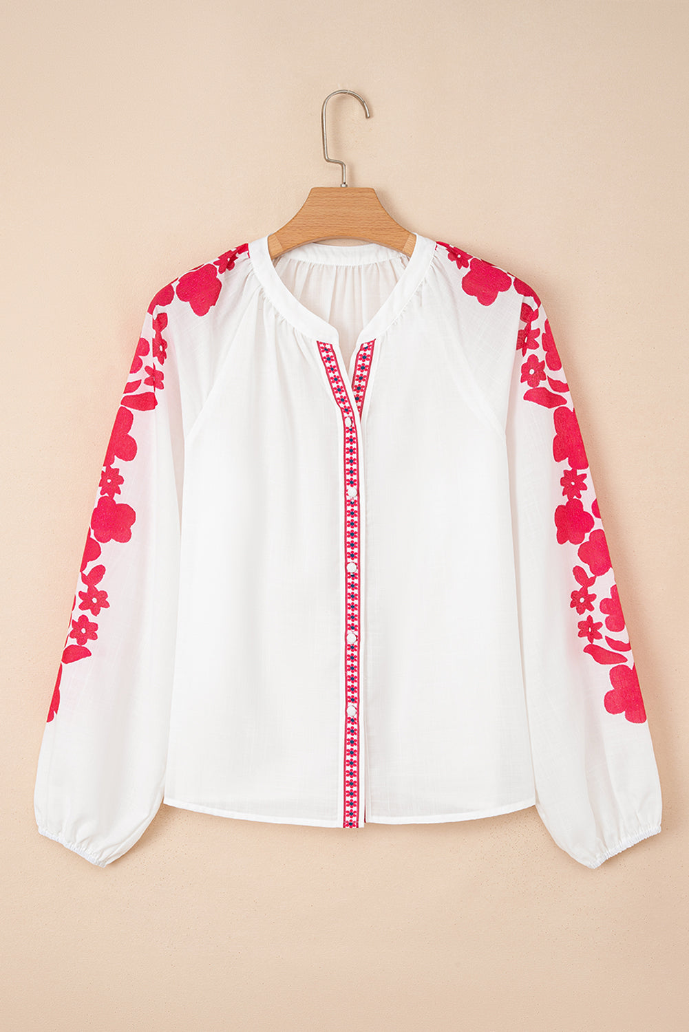 White Long Sleeve Floral Embroidered Casual Blouse - Image 6