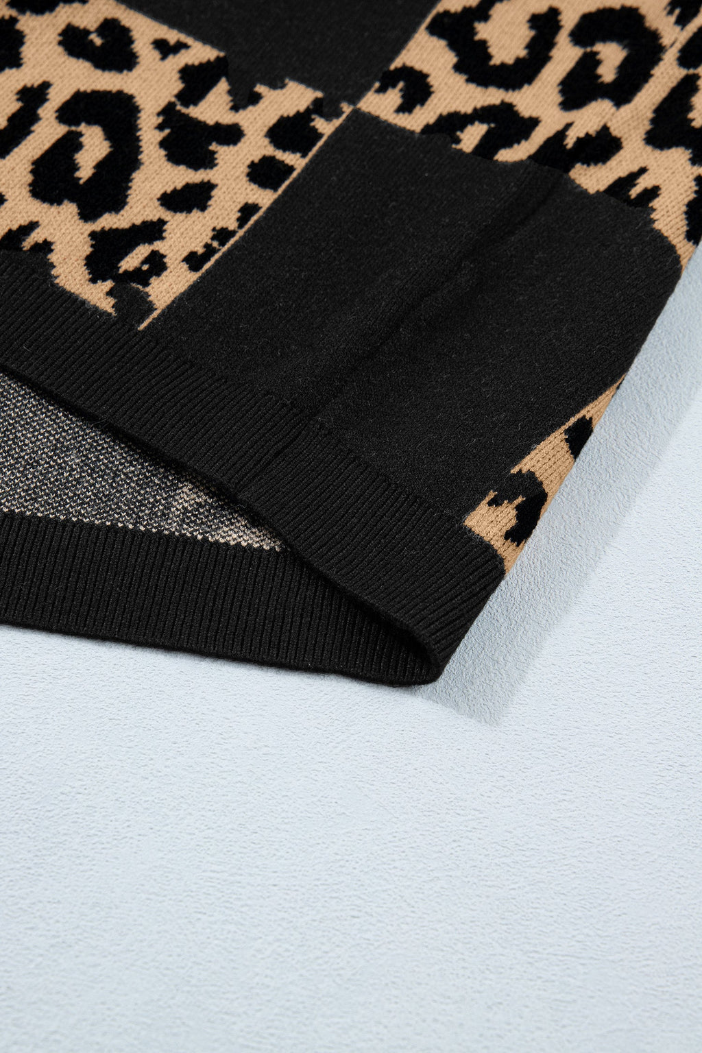 Leopard Checker Short Sleeve Knit Sweater