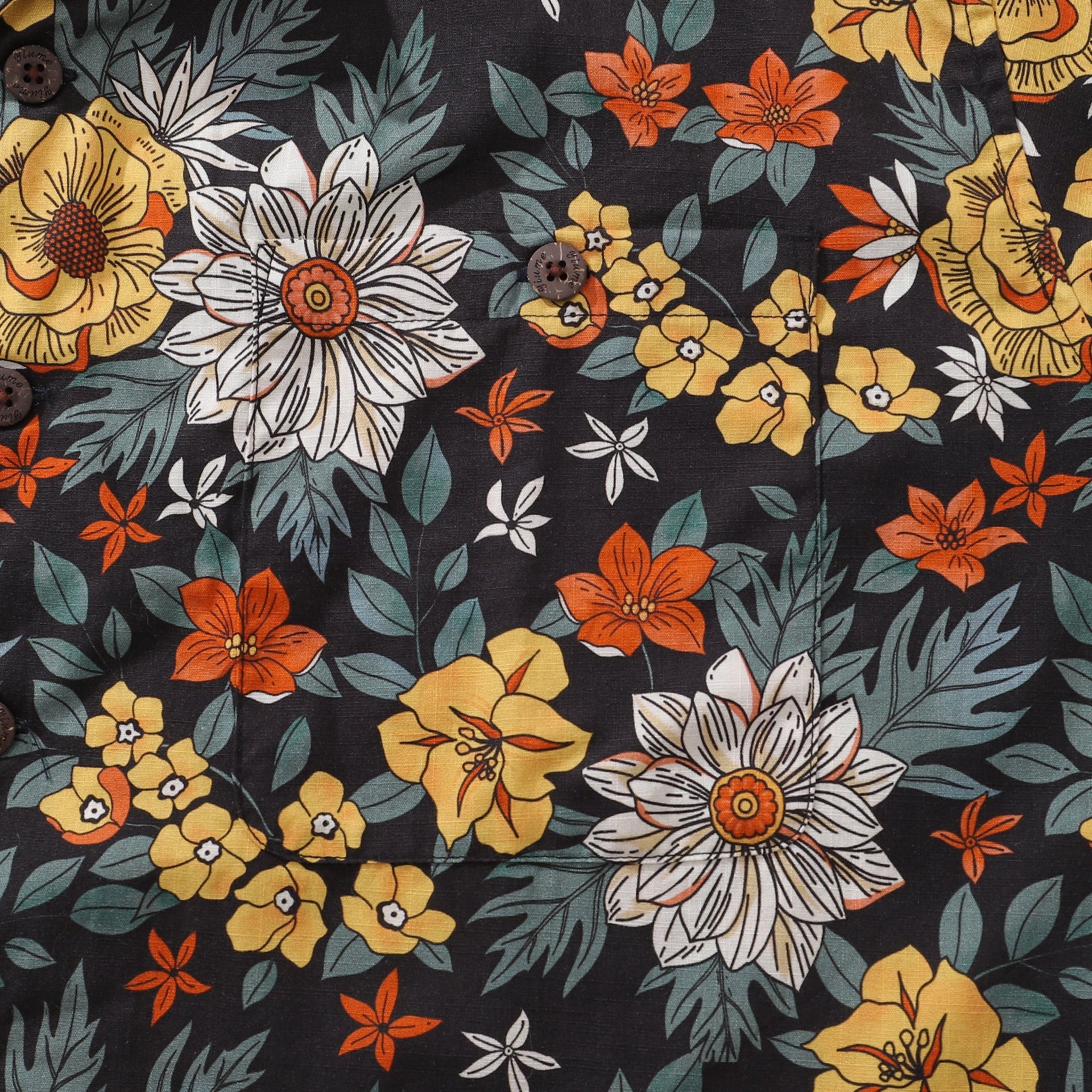 Autumn Garden Print Short Sleeve 100% Cotton Camp Collar Shirt