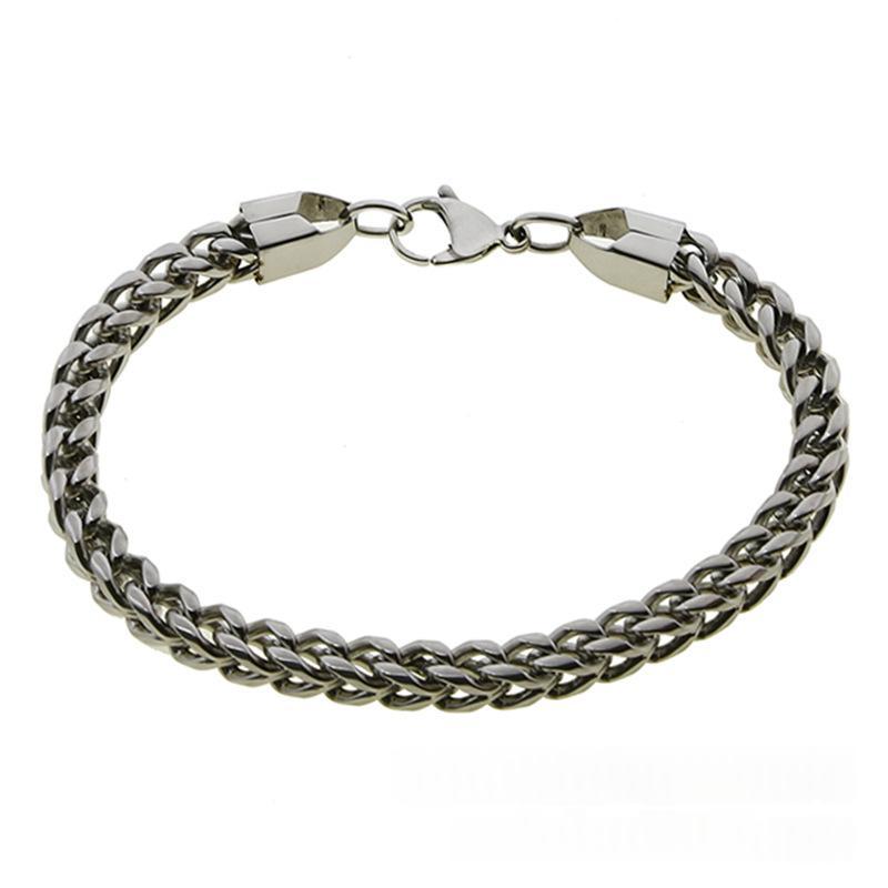 Minimalist European-American Instagram-style Mens 304 Stainless Steel Double-sided Fish-scale Bracelet