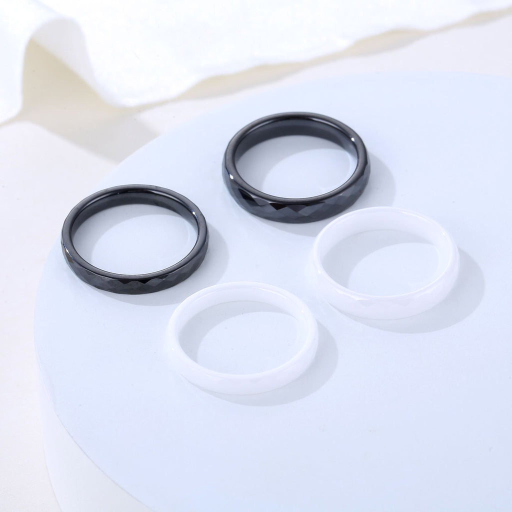Multi-faceted Rhombus Ceramic Ring For Men