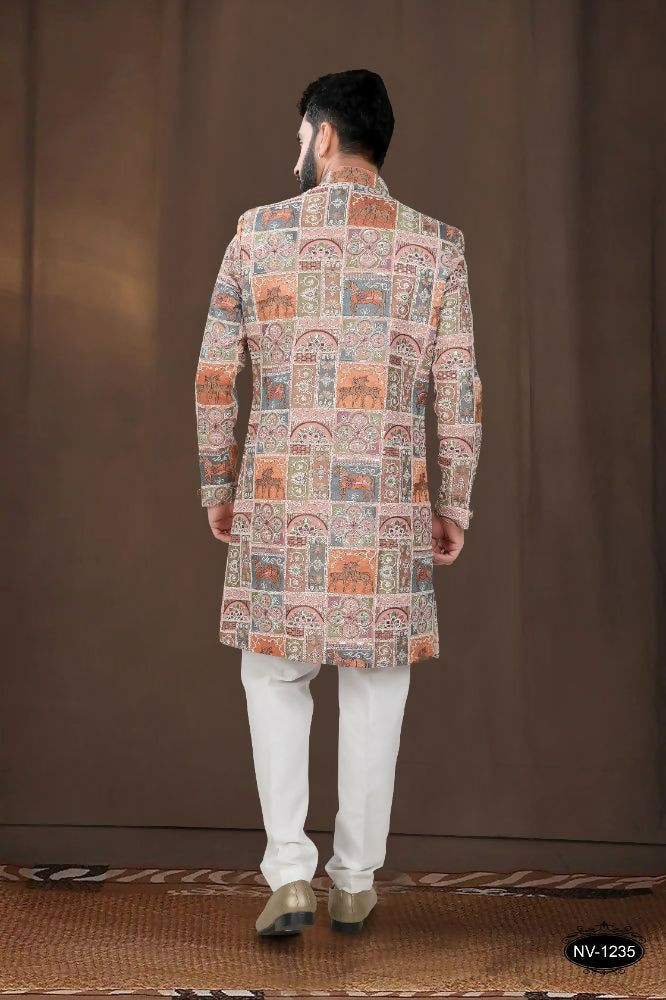 Baby Boys Pink Floral Georgette Kurta Set for Special Occasions