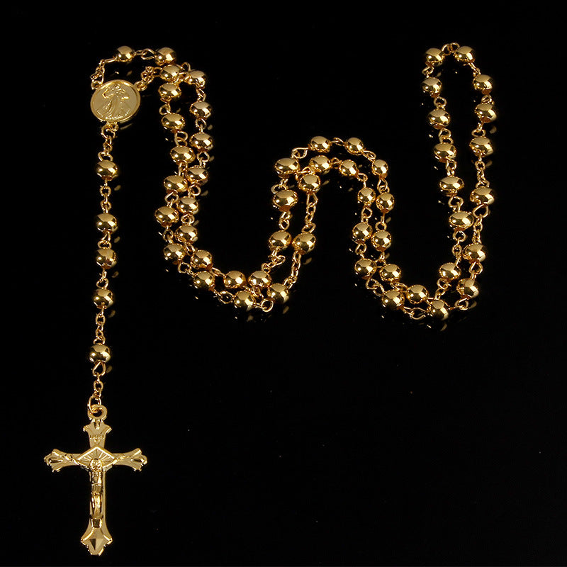 Gold-plated 6mm Imitation Gold Iron Bead Necklace