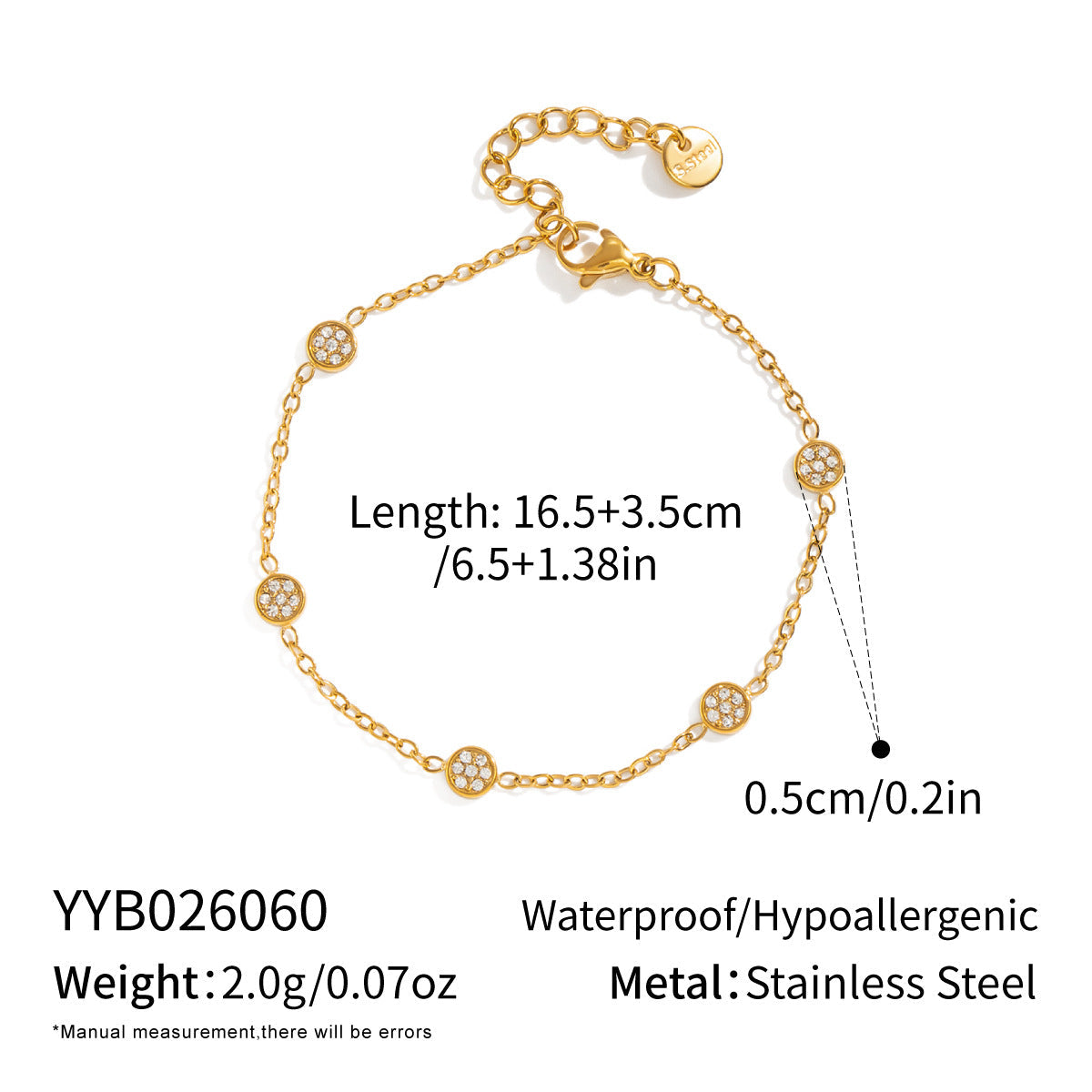 Womens Minimalist Stainless Steel Bracelet With Diamonds
