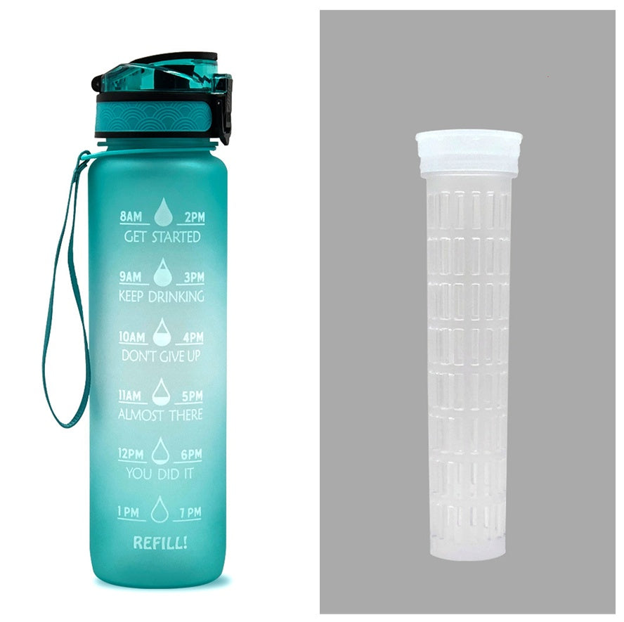 1L Motivational Tritan Water Bottle with Time Marker & Leakproof Lid