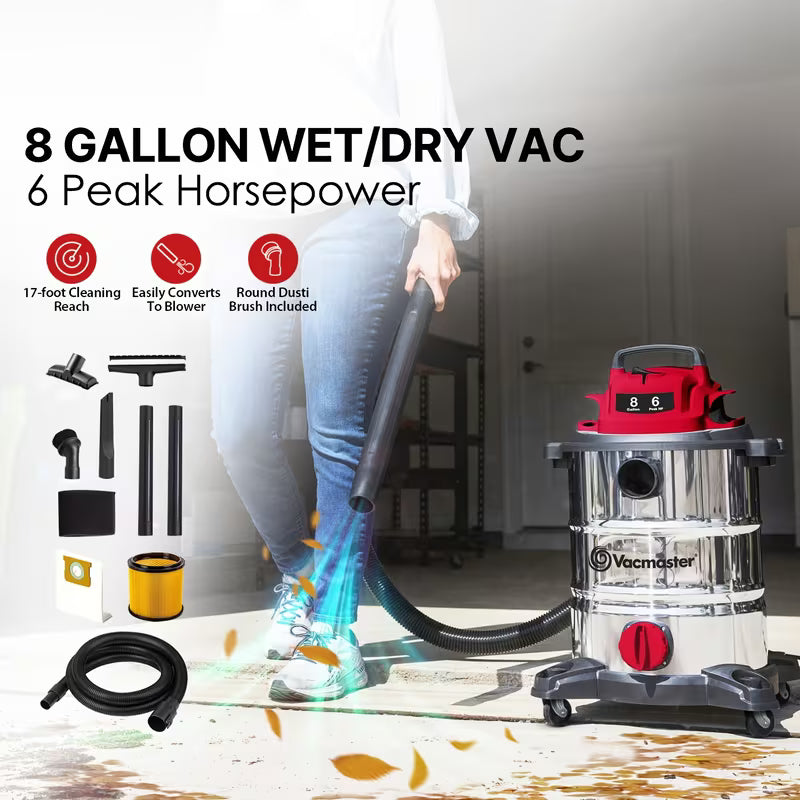 Wet Dry Vacuum Cleaner with Blower Function and 10 ft Power Cord