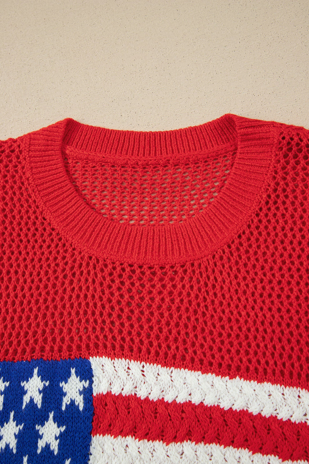 Emely American Flag Graphic Short Sleeve Knit Sweater