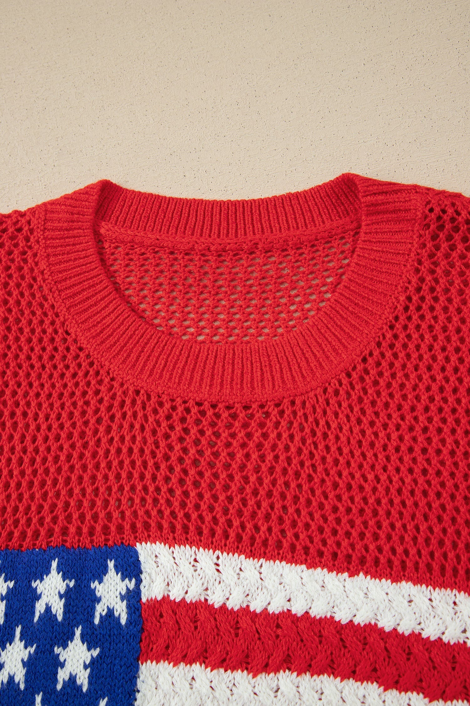 Emely American Flag Graphic Short Sleeve Knit Sweater