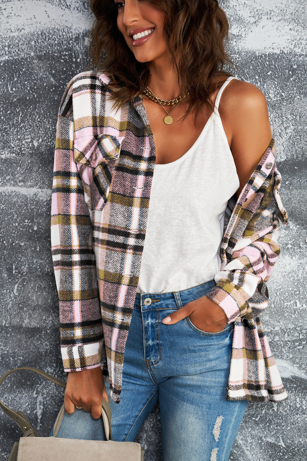 Brown Plaid Flannel Shacket | Button-Up Long Sleeve