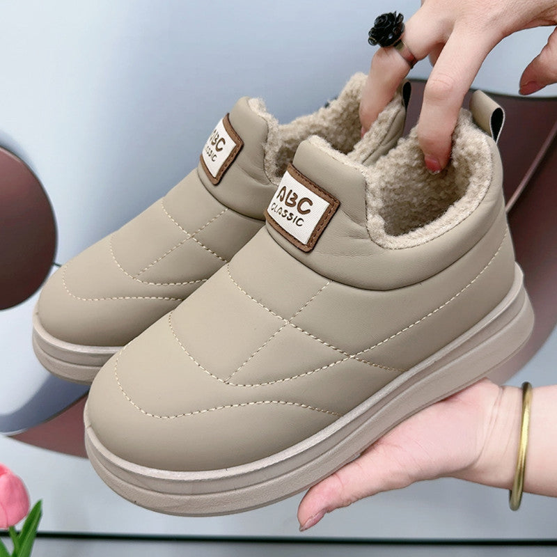 Women's Black Quilted Winter Slip-On Shoes with Plush Lining - Image 4