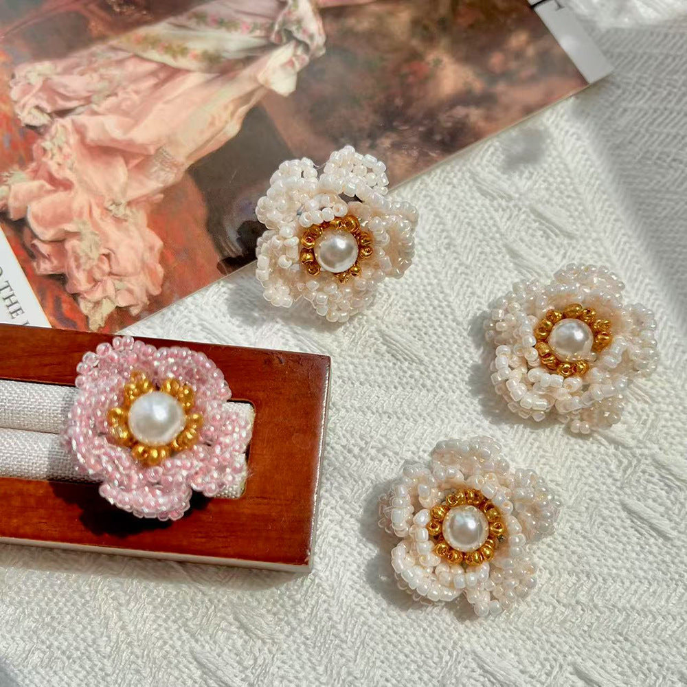French-style Light-luxury Camellia Stud Earrings For Women