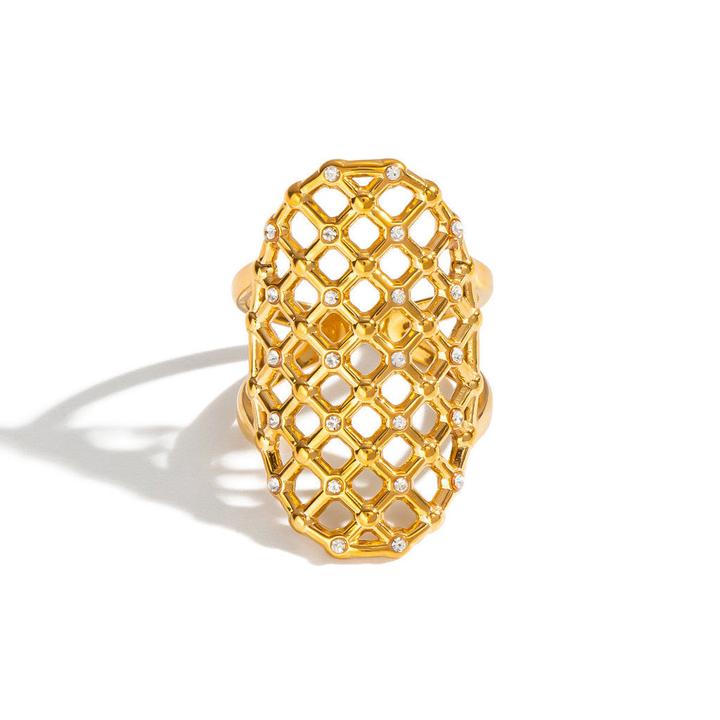 Stainless Steel Hollow-out Flower Ring