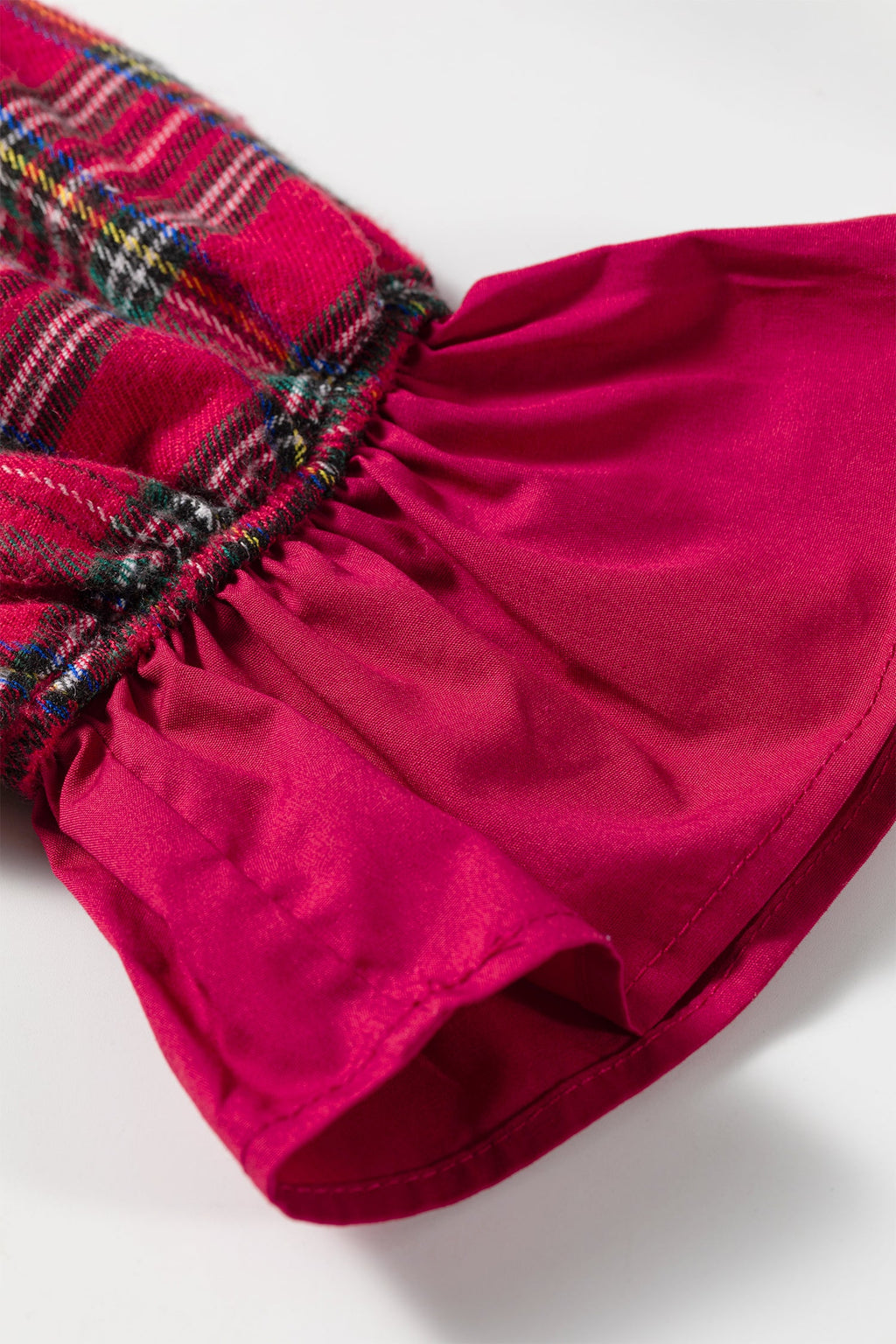 Plaid Collared Bow Tie Ruffle Long Sleeve Blouse