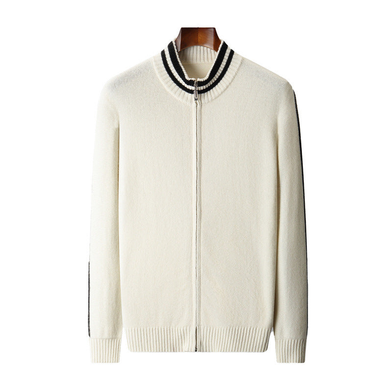 Men's Half-high Collar Knitted Slim-fitting Striped Sweater