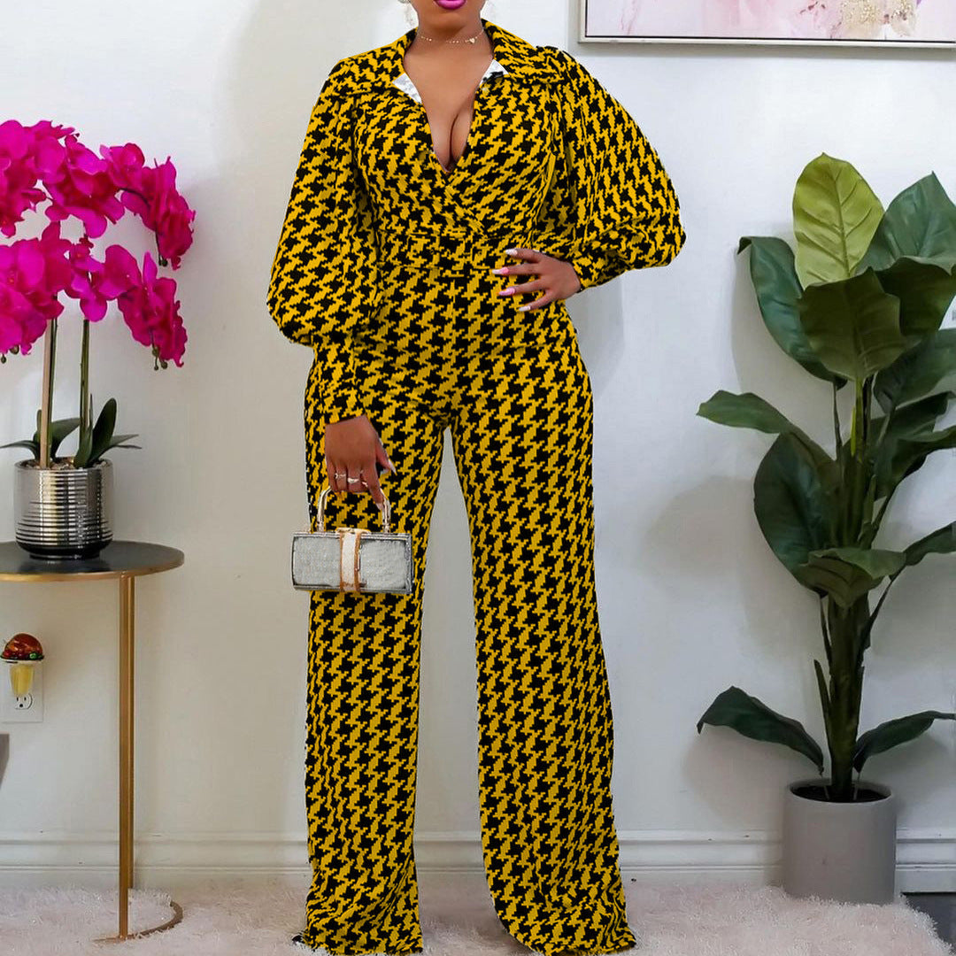 Modern V-Neck Straight High Waist Jumpsuit for Party & Events
