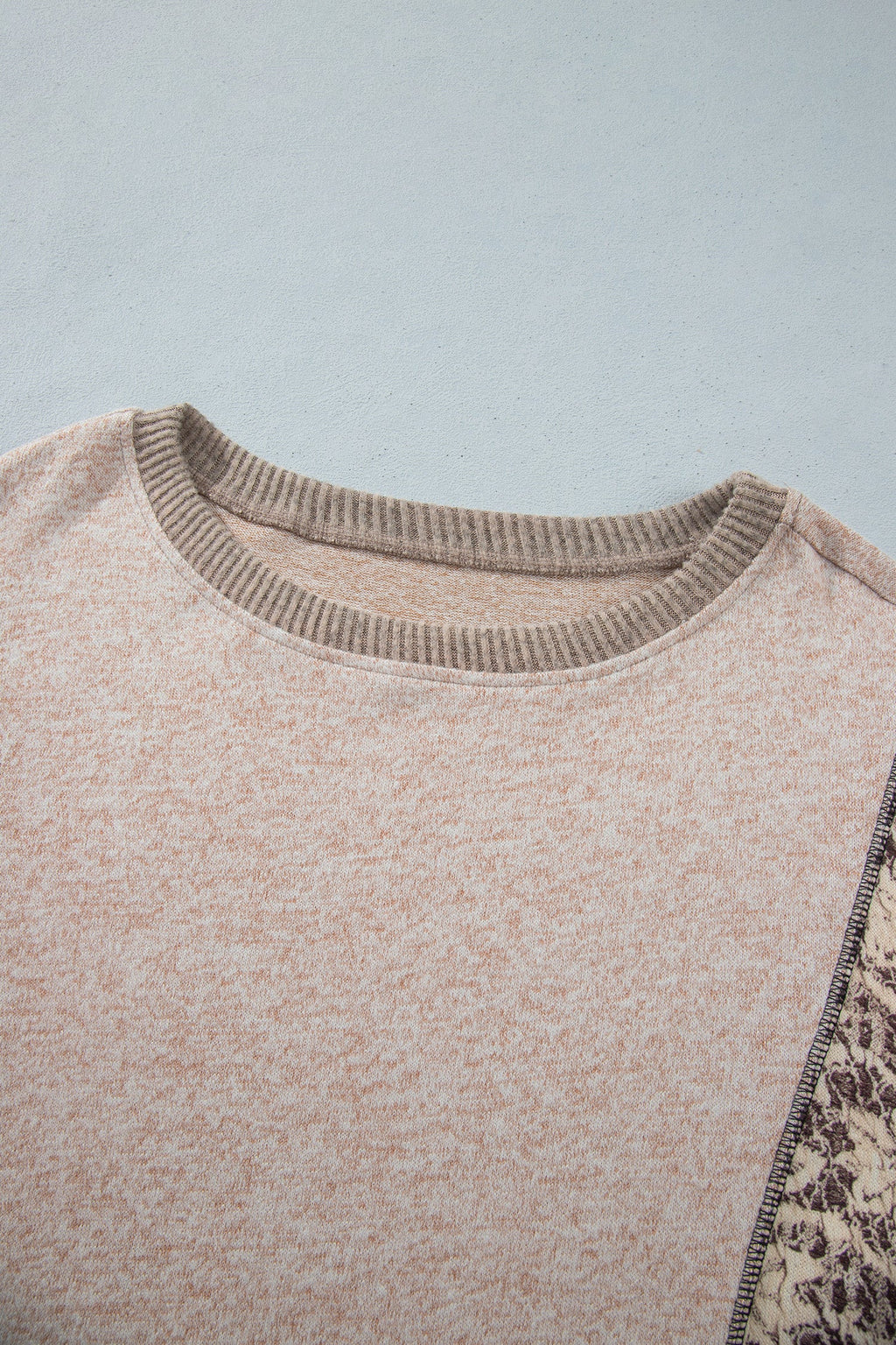 Floral Patchwork Contrast Stitching Long Sleeve Top
