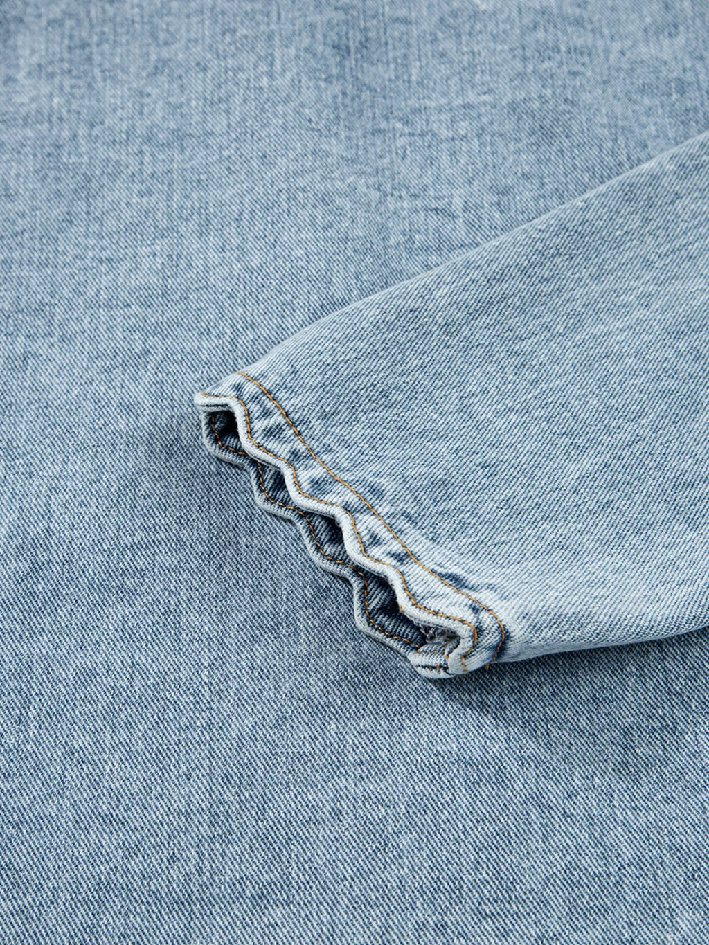 Scallop Trim Collar Patched Pocket Button Up Denim Jacket