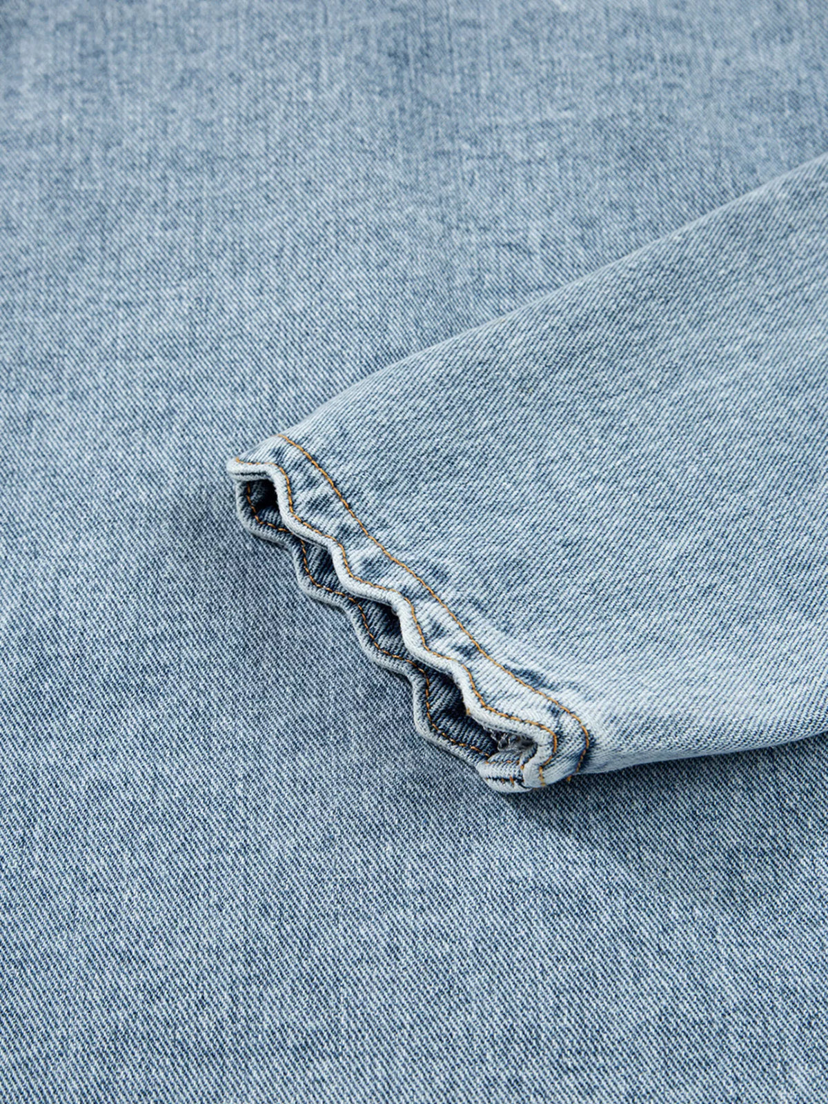 Scallop Trim Collar Patched Pocket Button Up Denim Jacket