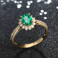 Adjustable Simulated Emerald & Simulated Diamond Ring For Women, Faux Gemstone Statement Band