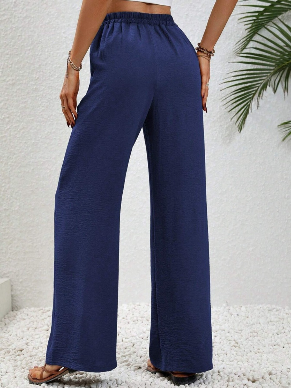 Women Wide Leg Drawstring Pants Lightweight Comfortable Trousers - Image 15