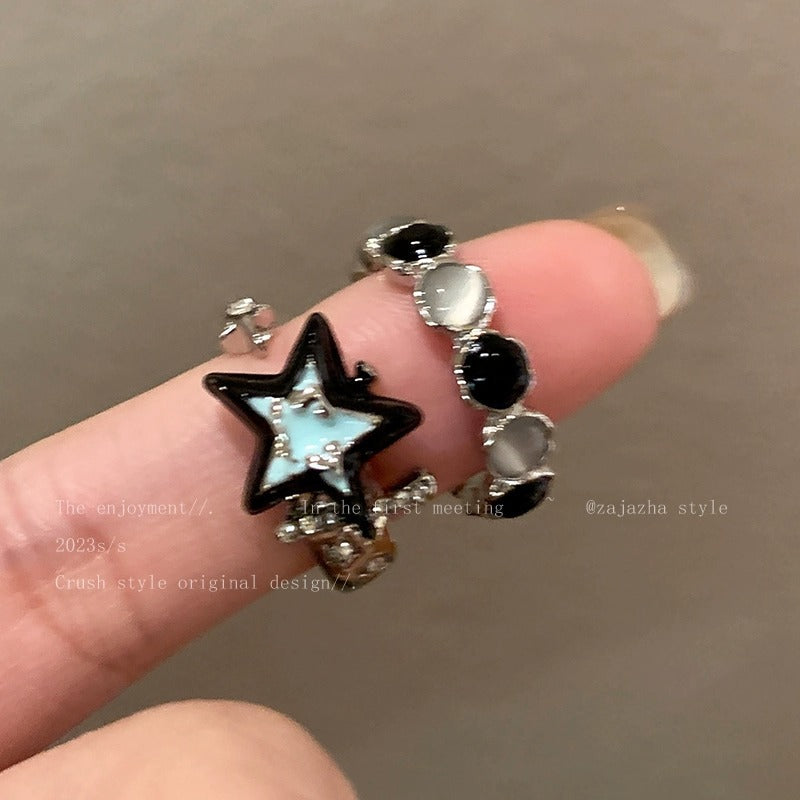 Opal Star Ring For Women, INS Niche Design, Open Adjustable Index Finger Ring, Personalized All-match Finger Ring