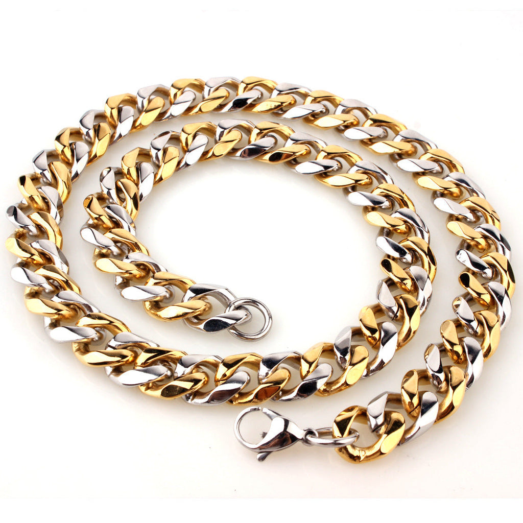 Stainless Steel Six-Sided Polished Mens Necklace