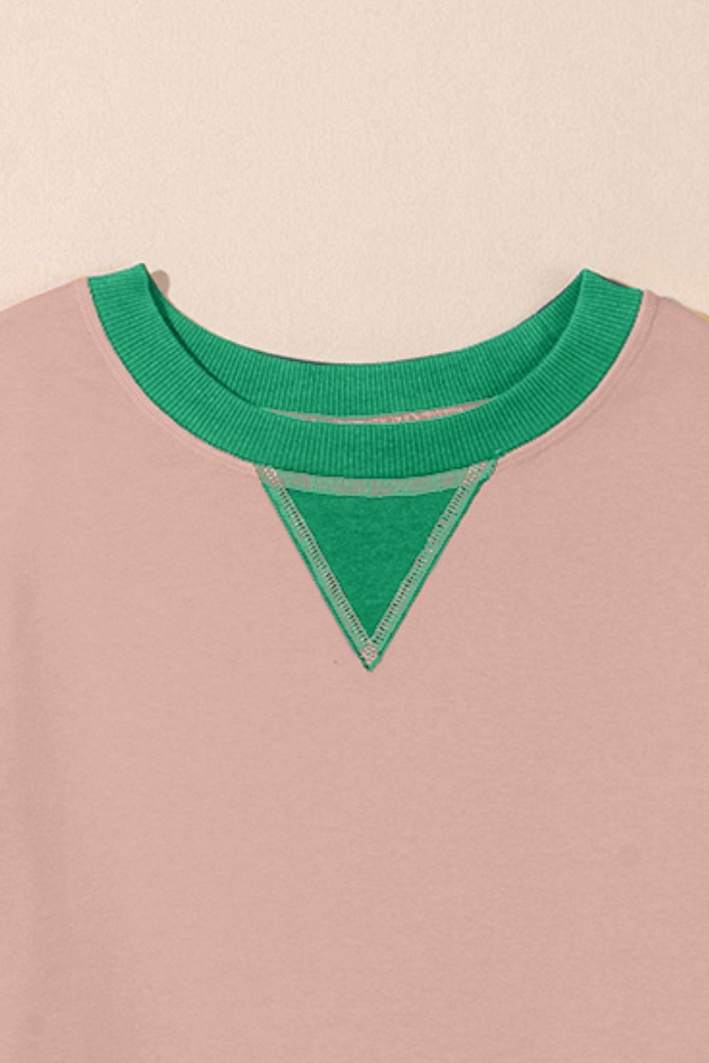 Women's Contrast Crewneck Sweatshirt in Beige and Grey