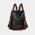 Woven Texture PU Leather Backpack Convertible Shoulder Bag