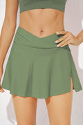 Criss Cross Waist Flared Swim Skirt
