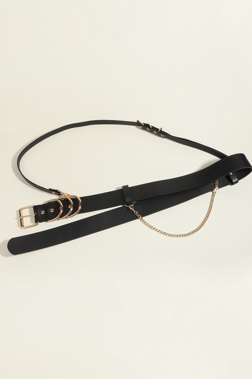 Punk PU Belt with Alloy Buckle | Black & Gold