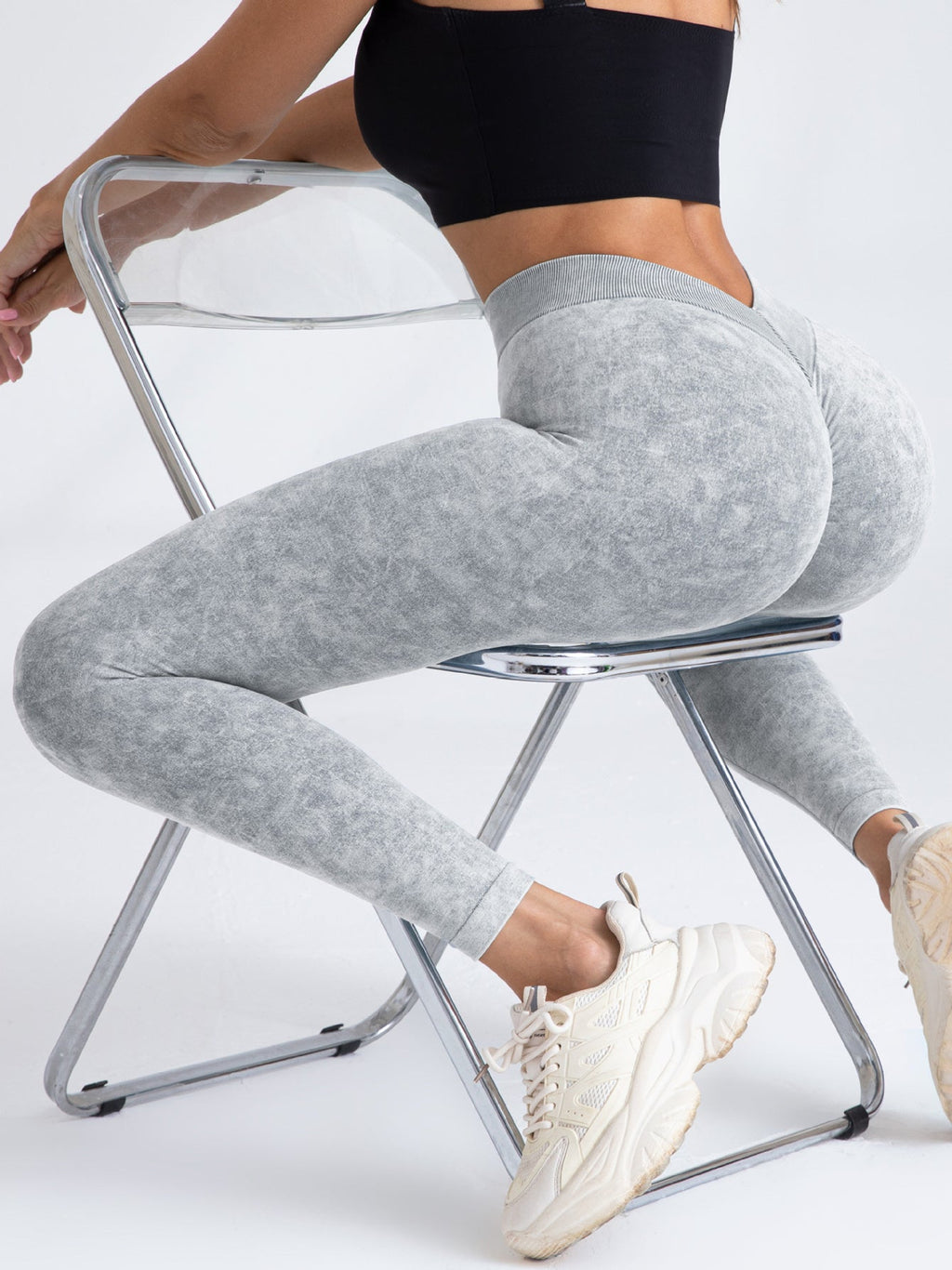 V-Back Scrunch Butt Seamless Yoga Leggings High-Waist Tights